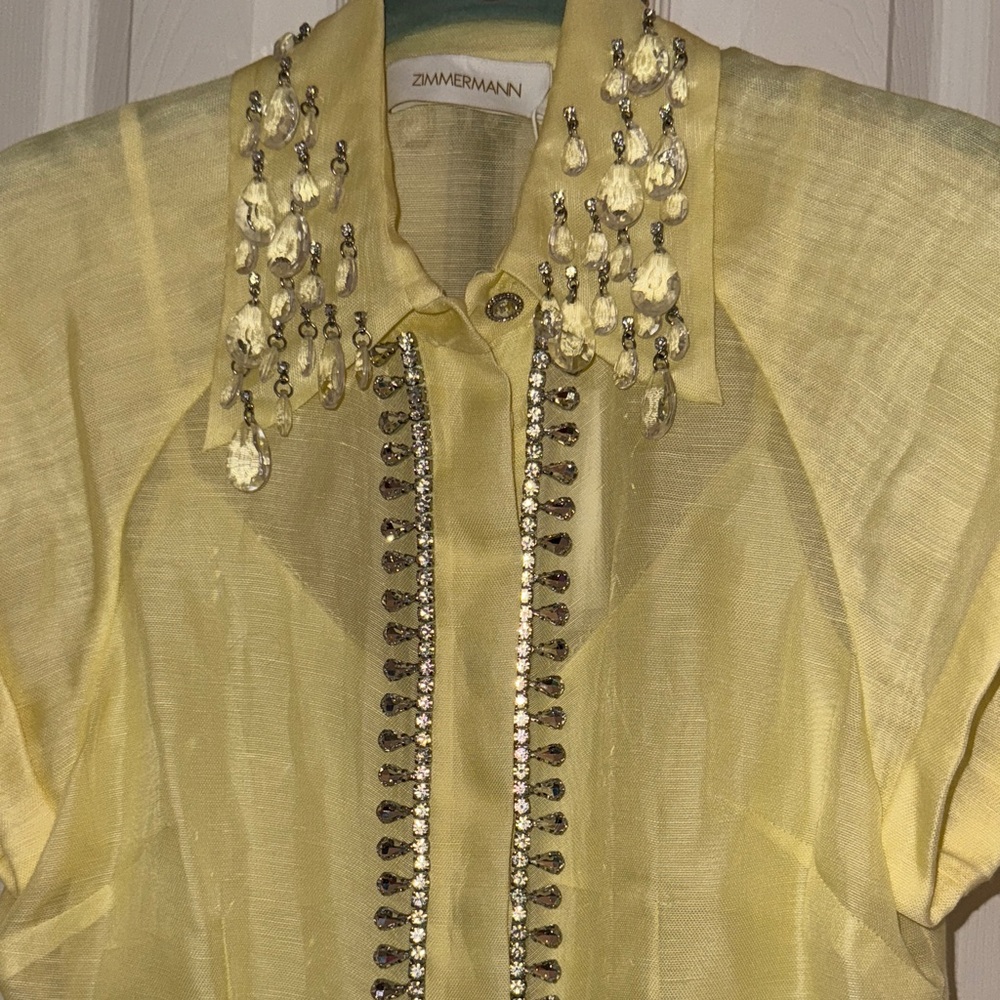 Zimmermann Yellow Crystal Embellished Blouse NWT - Picture 5 of 7